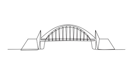 Continuous Line Drawing of a Bridge Architecture Structure and Engineering Design