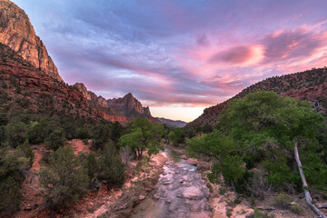 Beautiful sunset in Zion National Park, USA