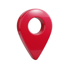 Red 3D location pin marker icon with glossy finish isolated on black background ideal for maps navigation apps and UI design