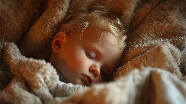 Adorable baby peacefully sleeping in a cozy crib, surrounded by soft blankets and serene ambiance - Powered by Adobe