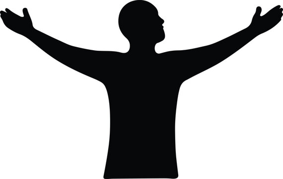 Silhouette man with arms outstretched offering inspiration vector illustrator