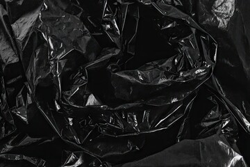 Close-up of crumpled black plastic bags