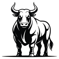 black and white bull