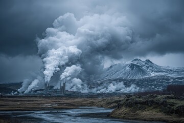 Obraz premium Industrial steam landscape