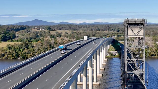 Traffic on the Harwood Bridge in northern New South Wales.