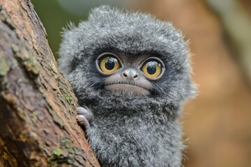 Obraz premium Grumpy owl monkey with big round eyes