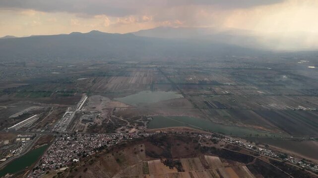 lateral shot of ancient lakes near mexico city