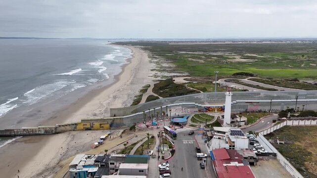 mexico us border drone shot at Tijuana
