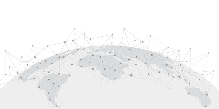 World map wireframe dot connect line from particle: concept of world connection. Vector Illustration.