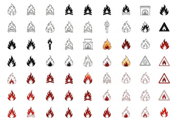 Fire icon vector set. Fire flame symbol. Flame icon collection.