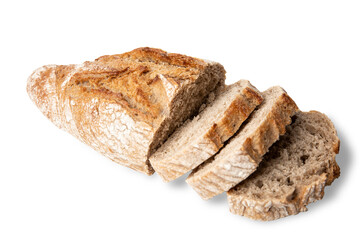 Artisan buckwheat bread slices isolated no background cutout