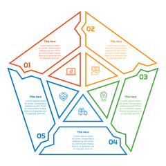 5 Steps Outline Hexagon Puzzle Infographic Element. Modern and clean design for presentations, reports, and web