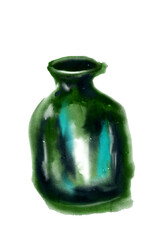 green vase isolated on white