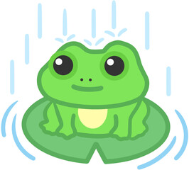 a frog in the rain on a lotus leaf