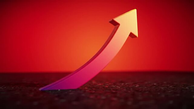 Gradient arrow graphic on dark surface