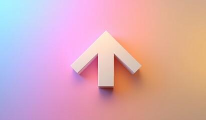 Minimalist white upward arrow on gradient background, simple and clean design symbolizing direction and progress  