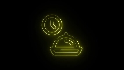 Food Delivery Animation with Glowing Lines on Black Background