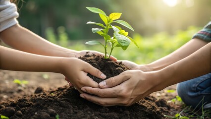 young woman planting a plant