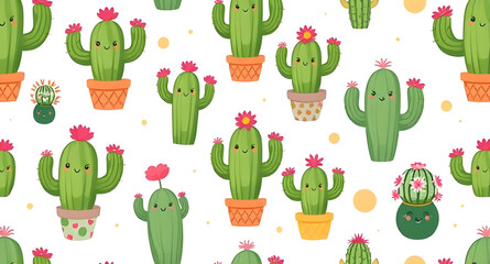 vector cactus seamless pattern