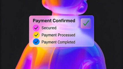 successful transaction message showing secure payment. payment confirmed, secured, payment processed, and payment completed with trust and transaction integrity. latch