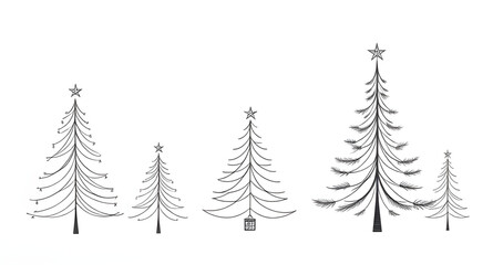 set of christmas trees