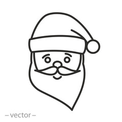 santa claus head icon linear vector