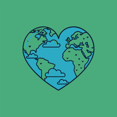 Heart-shaped globe: an eco-friendly symbol of global environmental protection