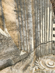 Ancient stone carvings showcasing intricate designs in a secluded outdoor setting