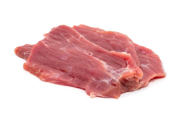 Fresh pieces of beef meat isolated on white background