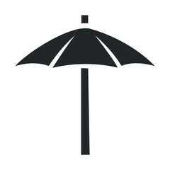 Obraz premium Simple black silhouette of a beach umbrella on white background