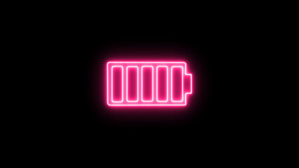 Glowing neon pink battery promising full charge signaling readiness and power in digital space