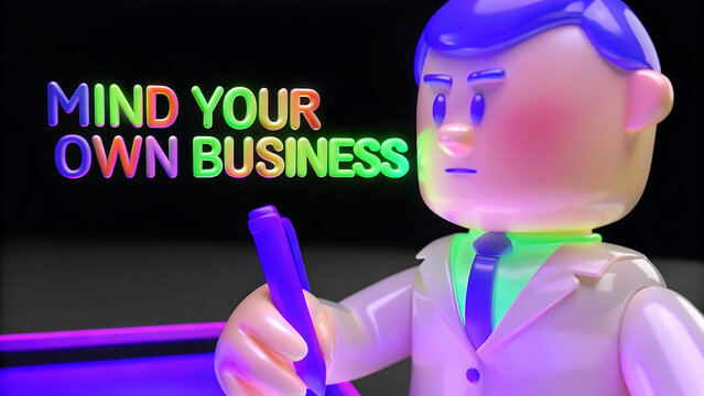 businessman with myob mind your own business is shown using a text concept
