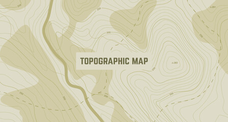Vintage-style topographic map with elevation contour lines and terrain shading. text banner. Ideal for backgrounds, geographic design, infographics, and educational or outdoor projects.