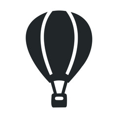 Obraz premium Monochrome silhouette of hot air balloon icon in black and white minimalist style