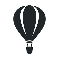 Fototapeta premium Monochrome hot air balloon silhouette on white background