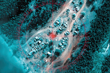 Detailed satellite surveillance shows military operations with movement of equipment and soldiers