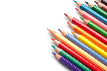 colored pencils on white background