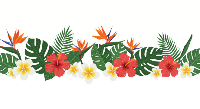 Tropical Floral Border Summer Vector Illustration