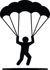 Silhouette skydiver parachuting extreme sport black simple vector illustrator