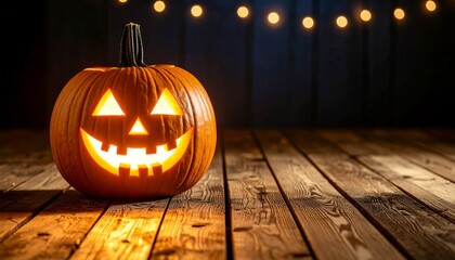 Obraz premium Glowing Jack-o'-Lantern Pumpkin for Halloween Night