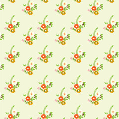 Floral pattern of small flowers and leaves for fabric	

