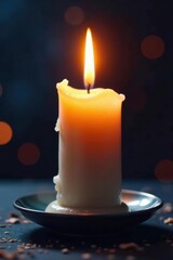 Close-up of burning candle, wax dripping, mystical aura , light, metaphysical