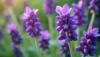 Obraz premium Close-up of vibrant purple wavyleaf sea lavender blossoms , field, artisan