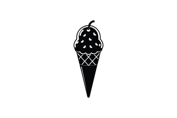 Simple Ice Cream Cone Silhouette for Dessert Menu Design