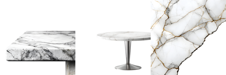 Marble Surface Collection: Elegant Tabletop and Slab Isolated on White