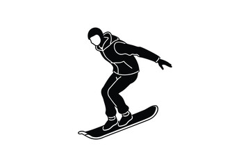 Snowboarder Silhouette Action Pose Minimalist Design
