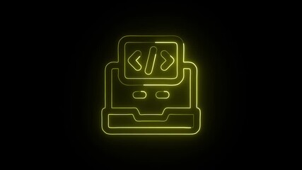 Coding Development Animation with Glowing Lines on Black Background - Powered by Adobe