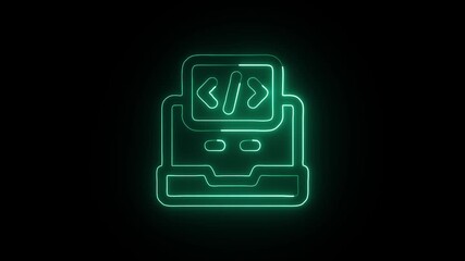 Coding Development Animation with Glowing Lines on Black Background - Powered by Adobe