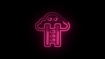 Cloud Ladder Animation with Glowing Lines on Black Background - Powered by Adobe