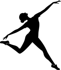 Fototapeta premium Woman Dancing Silhouette Vector, Elegant Female Dance Pose Clipart, Black Silhouette Art for Dance Design